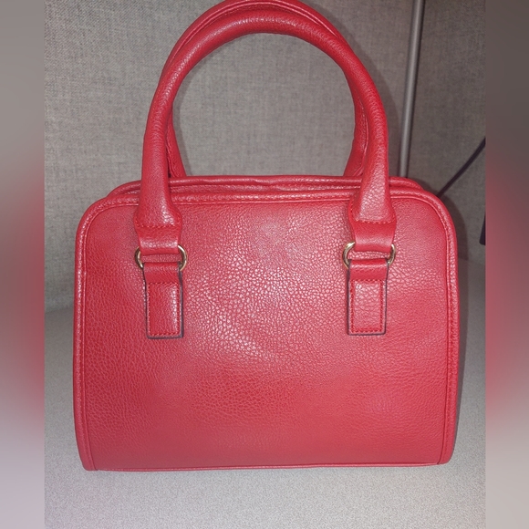 Red Handbag/Purse with Matching Double Zip Wallet and Shoulder Strap - Picture 5 of 5